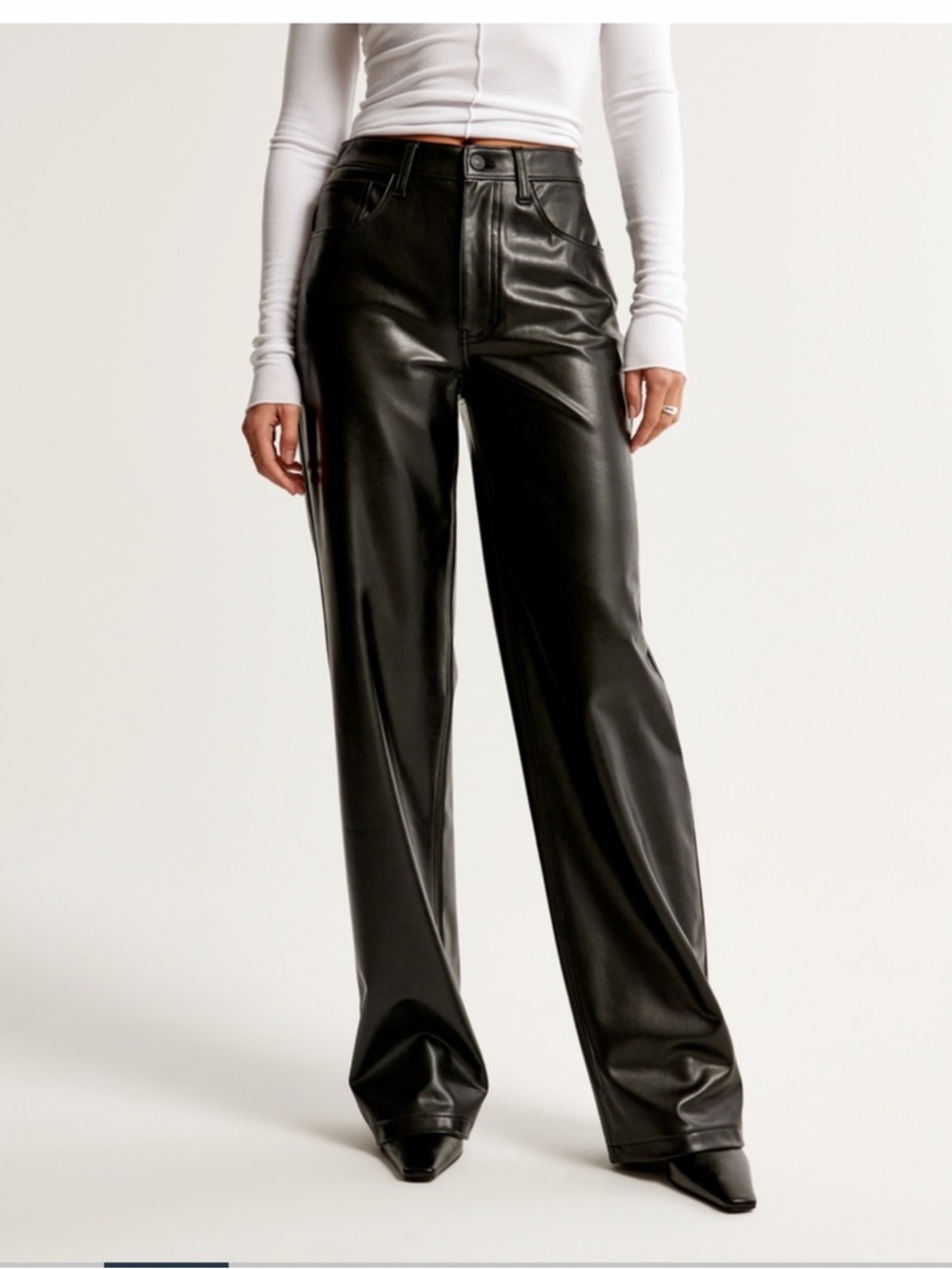 NWOT Abercrombie & Fitch Vegan Leather High Rise Loose Pant — Size 16/33